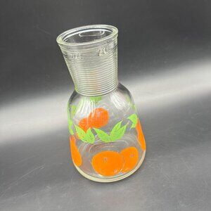 Vintage Orange Juice Pitcher 1950s Ribbed Clear Mid Century Kitchen Retro